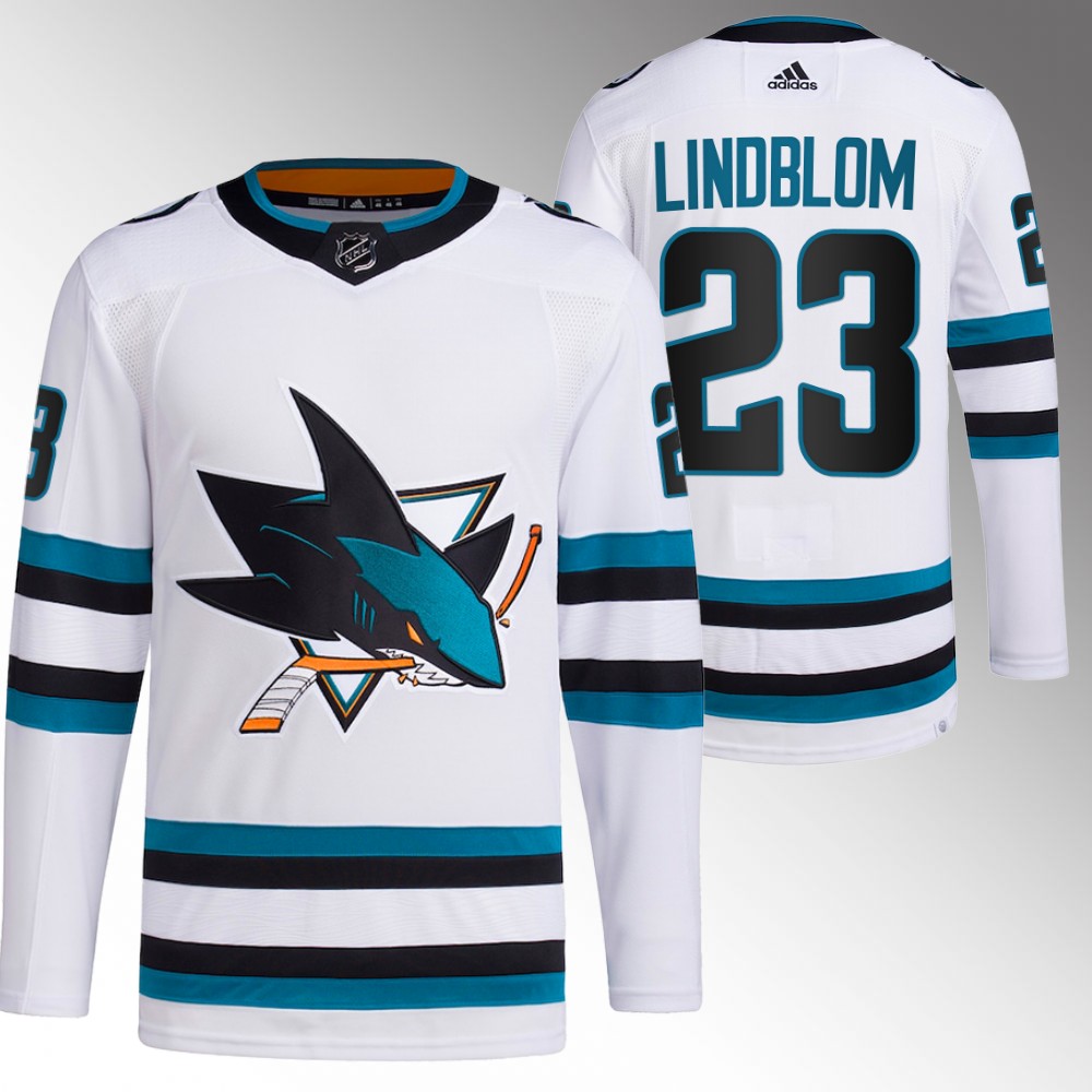 2022-23 San Jose Sharks Oskar Lindblom White Away Primegreen Authentic Jersey