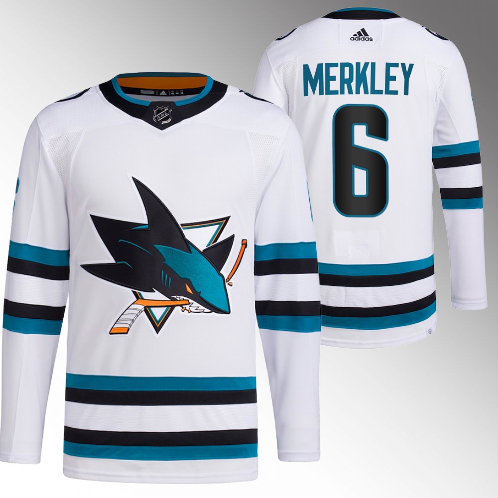 2022-23 San Jose Sharks Ryan Merkley White Away Primegreen Authentic Jersey