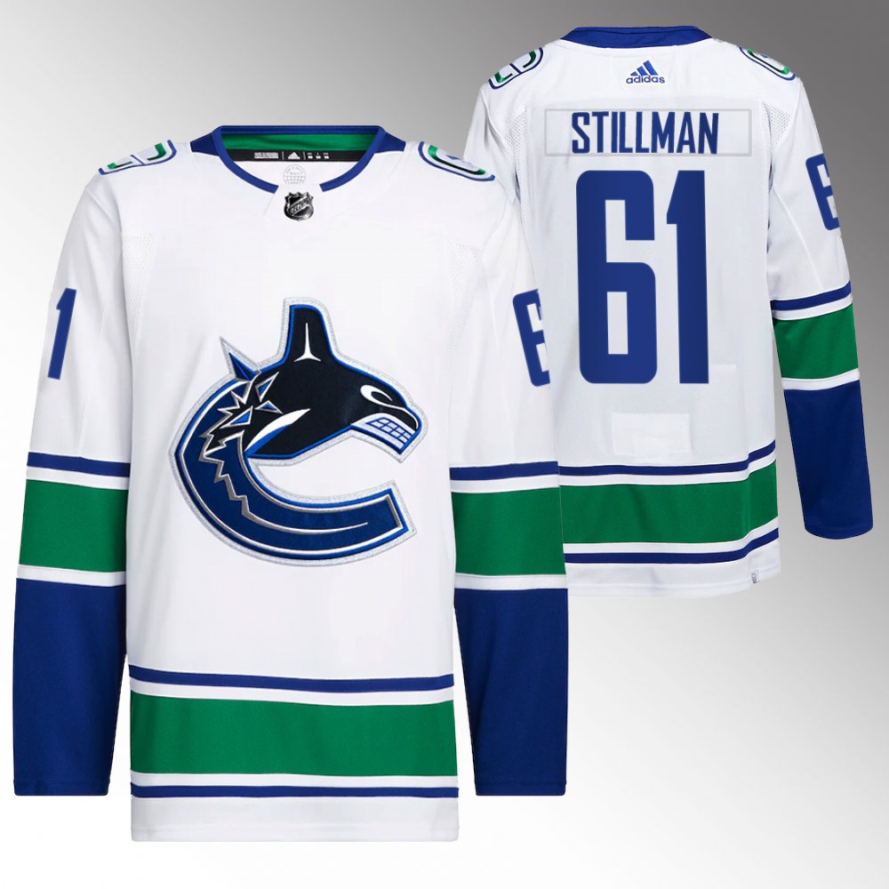 2022-23 Vancouver Canucks Riley Stillman White Authentic Away Jersey