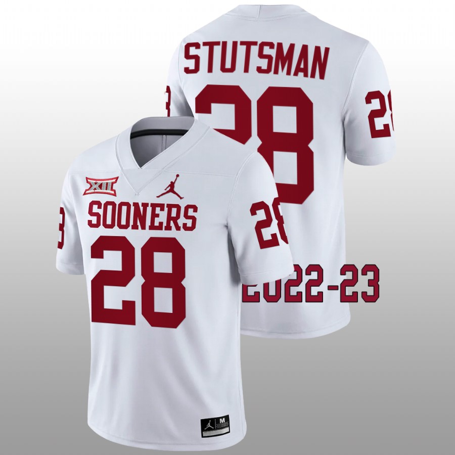 2022 23 oklahoma sooners danny stutsman white college football game jersey