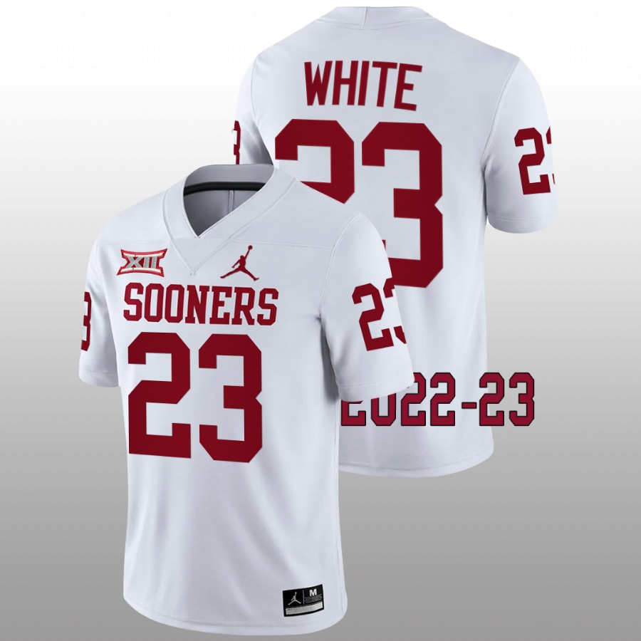 2022 23 oklahoma sooners dashaun white white college football game jersey
