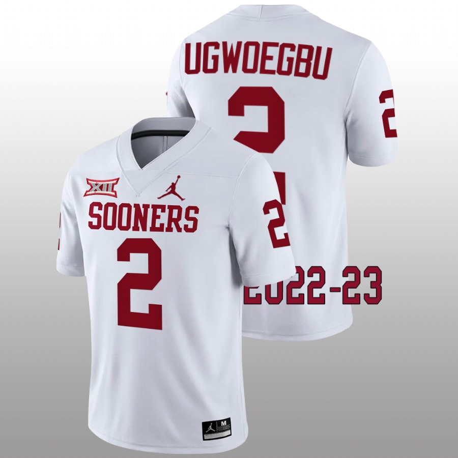2022 23 oklahoma sooners david ugwoegbu white college football game jersey
