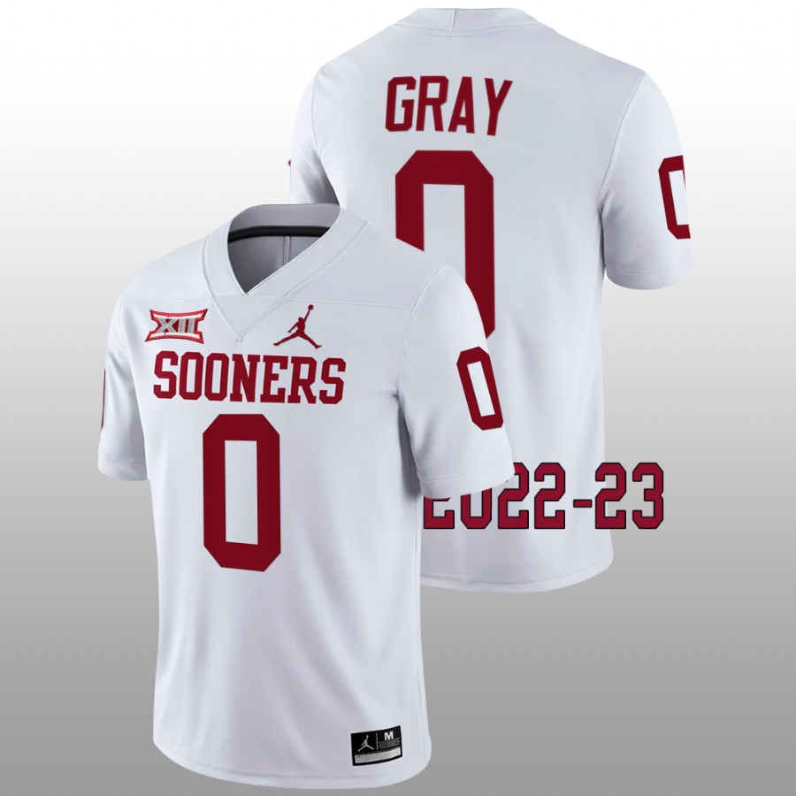 2022 23 oklahoma sooners eric gray white college football game jersey