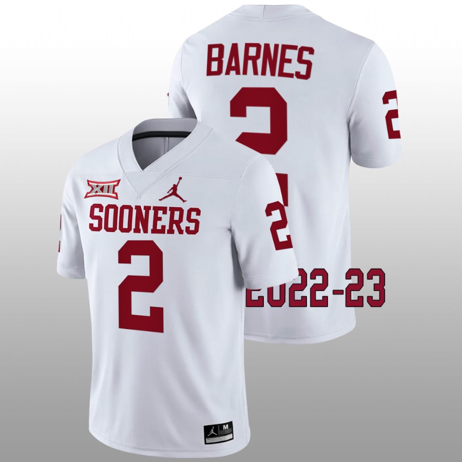 2022 23 oklahoma sooners jovantae barnes white college football game jersey