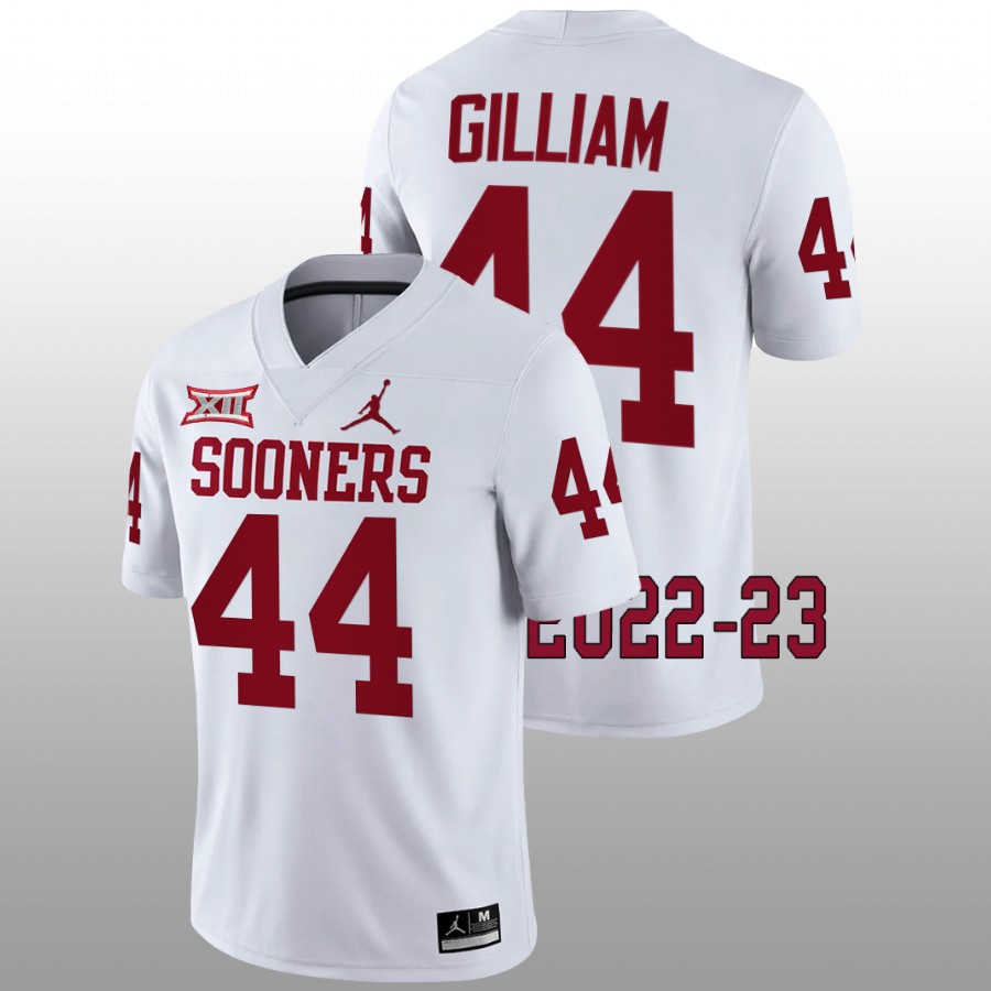 2022 23 oklahoma sooners kelvin gilliam white college football game jersey