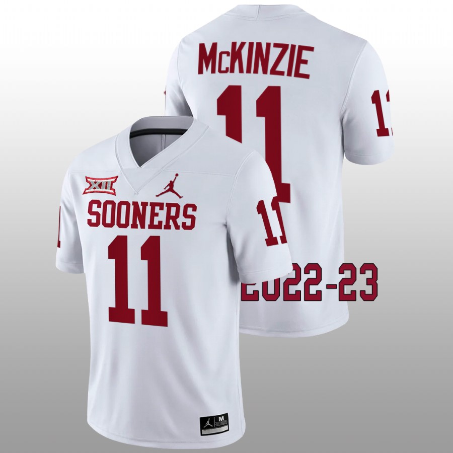 2022 23 oklahoma sooners kobie mckinzie white college football game jersey