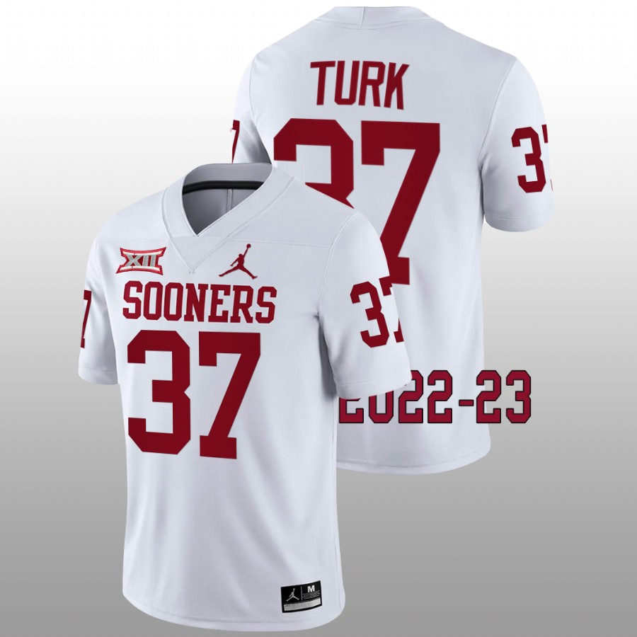 2022 23 oklahoma sooners michael turk white college football game jersey