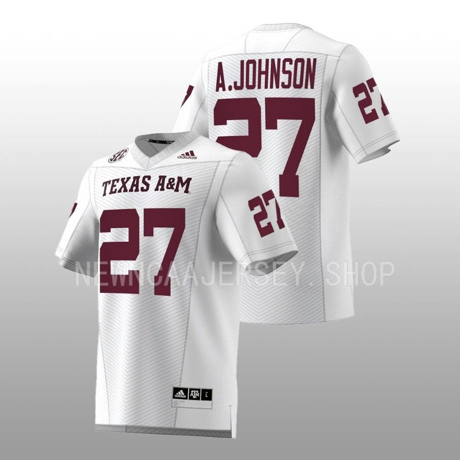 2022 23 texas a&m aggies antonio johnson white football premier strategy men jersey
