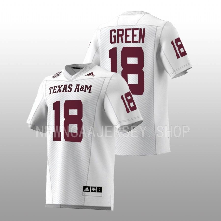 2022 23 texas a&m aggies donovan green white football premier strategy men jersey