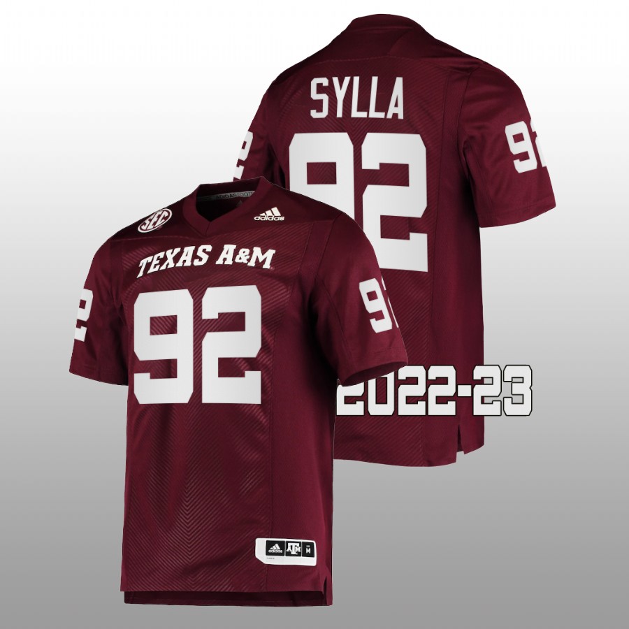 2022 23 texas a&m aggies malick sylla maroon college football jersey