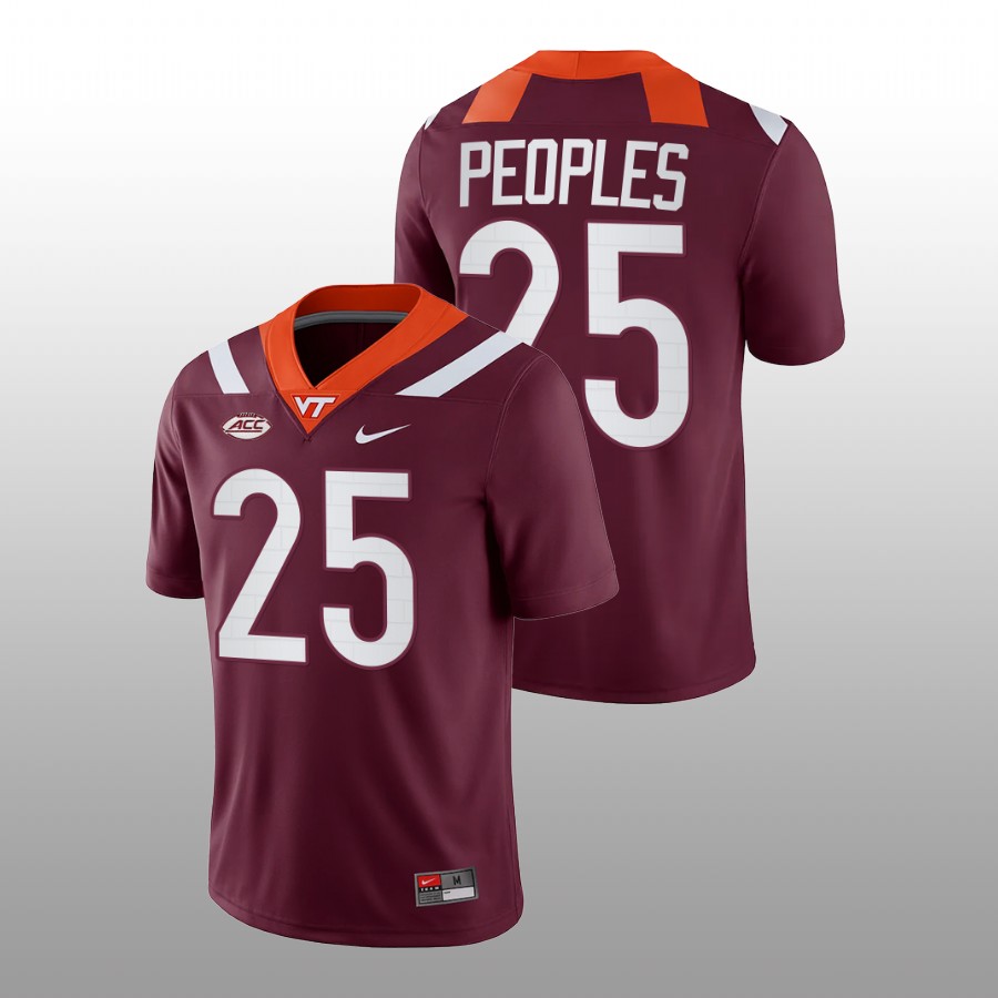 2022 23 virginia tech hokies nasir peoples maroon college football nil replica jersey
