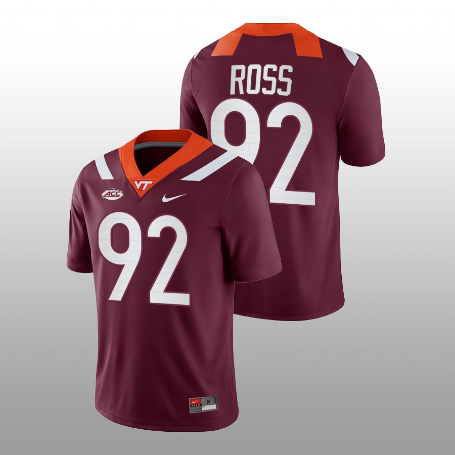 2022 23 virginia tech hokies william ross maroon college football nil replica jersey