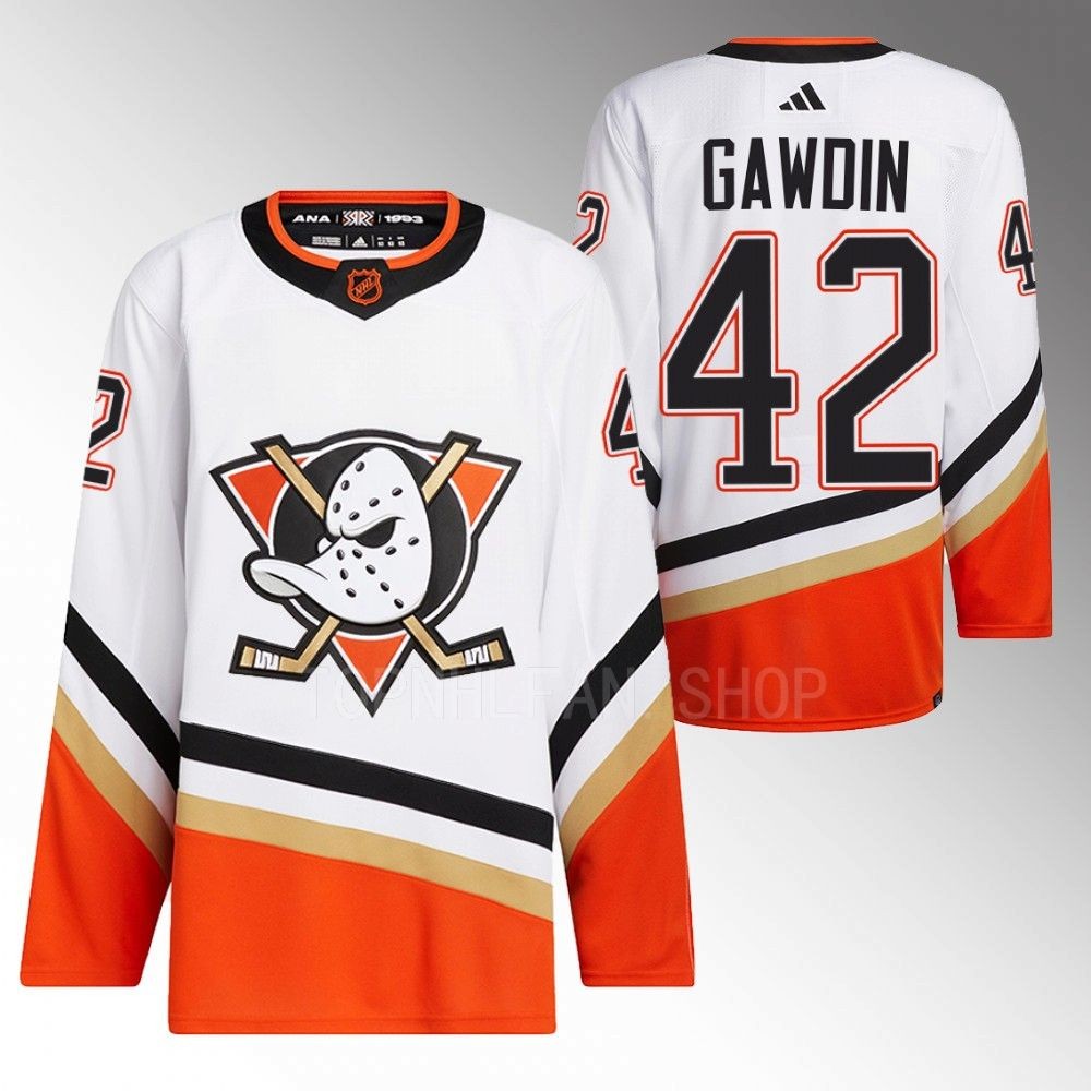 2022 Anaheim Ducks Glenn Gawdin Reverse Retro 2.0 White Authentic Primegreen Jersey