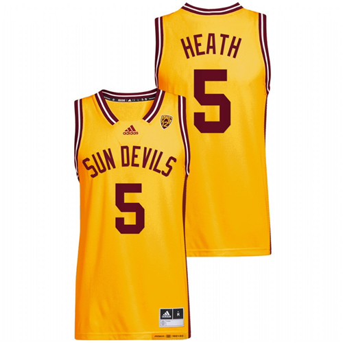 2022 Arizona State Sun Devils Jay Heath Reverse Retro Gold College Basketball Jersey Men