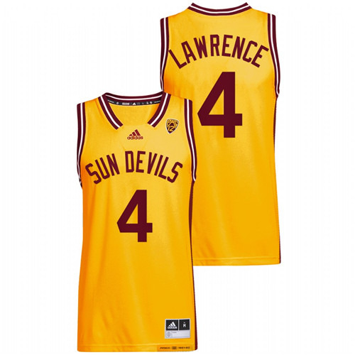 2022 Arizona State Sun Devils Kimani Lawrence Reverse Retro Gold College Basketball Jersey Men