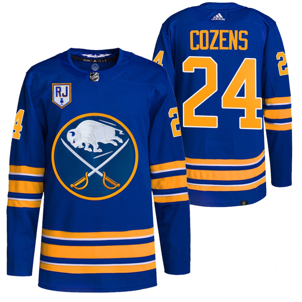 2022 Buffalo Sabres Dylan Cozens Royal Honor Rick Jeanneret patch Authentic Pro Jersey