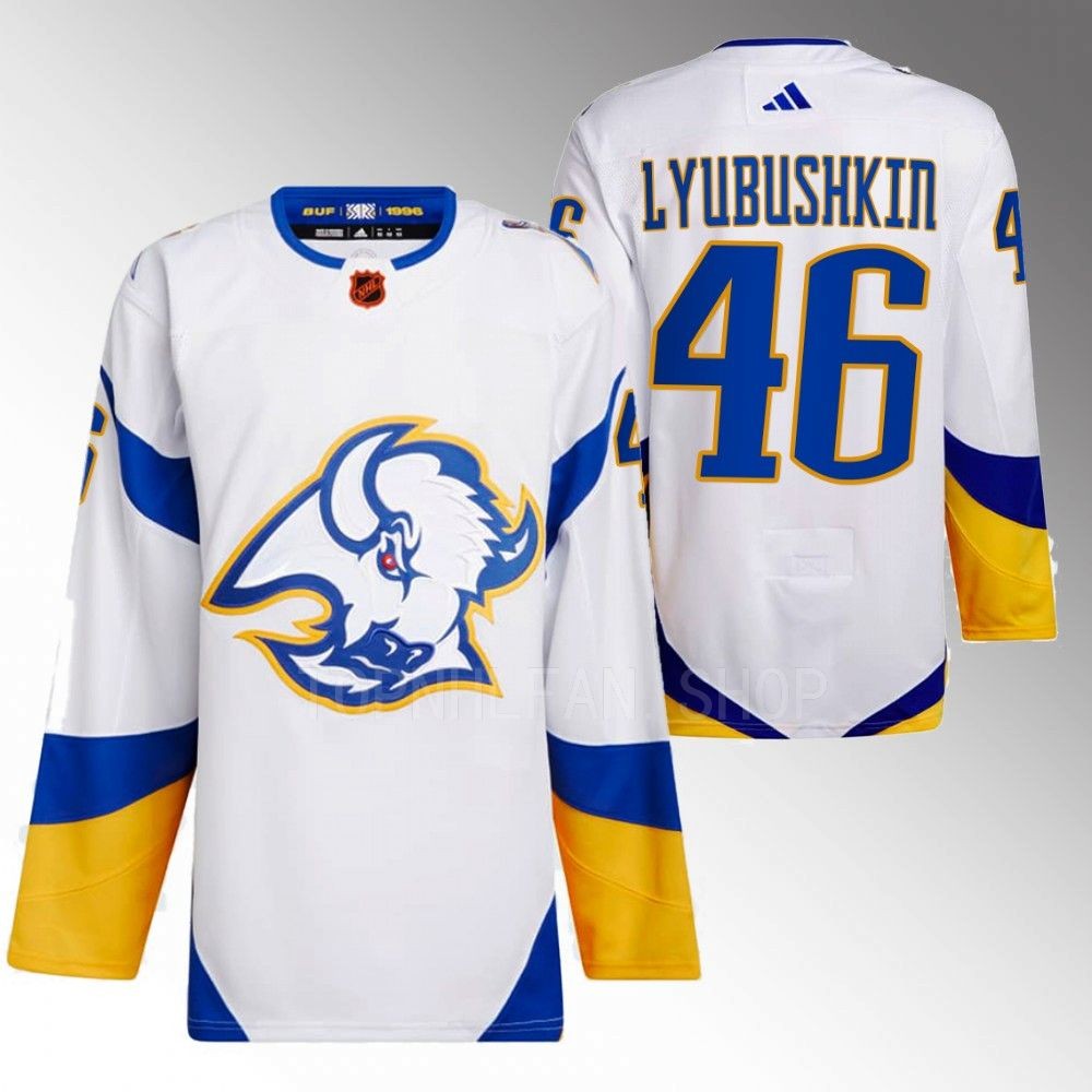 2022 Buffalo Sabres Ilya Lyubushkin Reverse Retro 2.0 White Authentic Primegreen Jersey