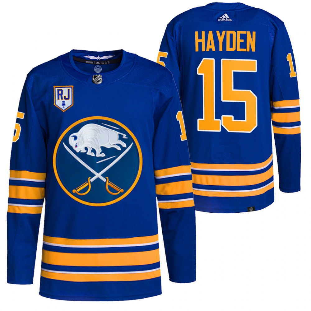 2022 Buffalo Sabres John Hayden Royal Honor Rick Jeanneret patch Authentic Pro Jersey