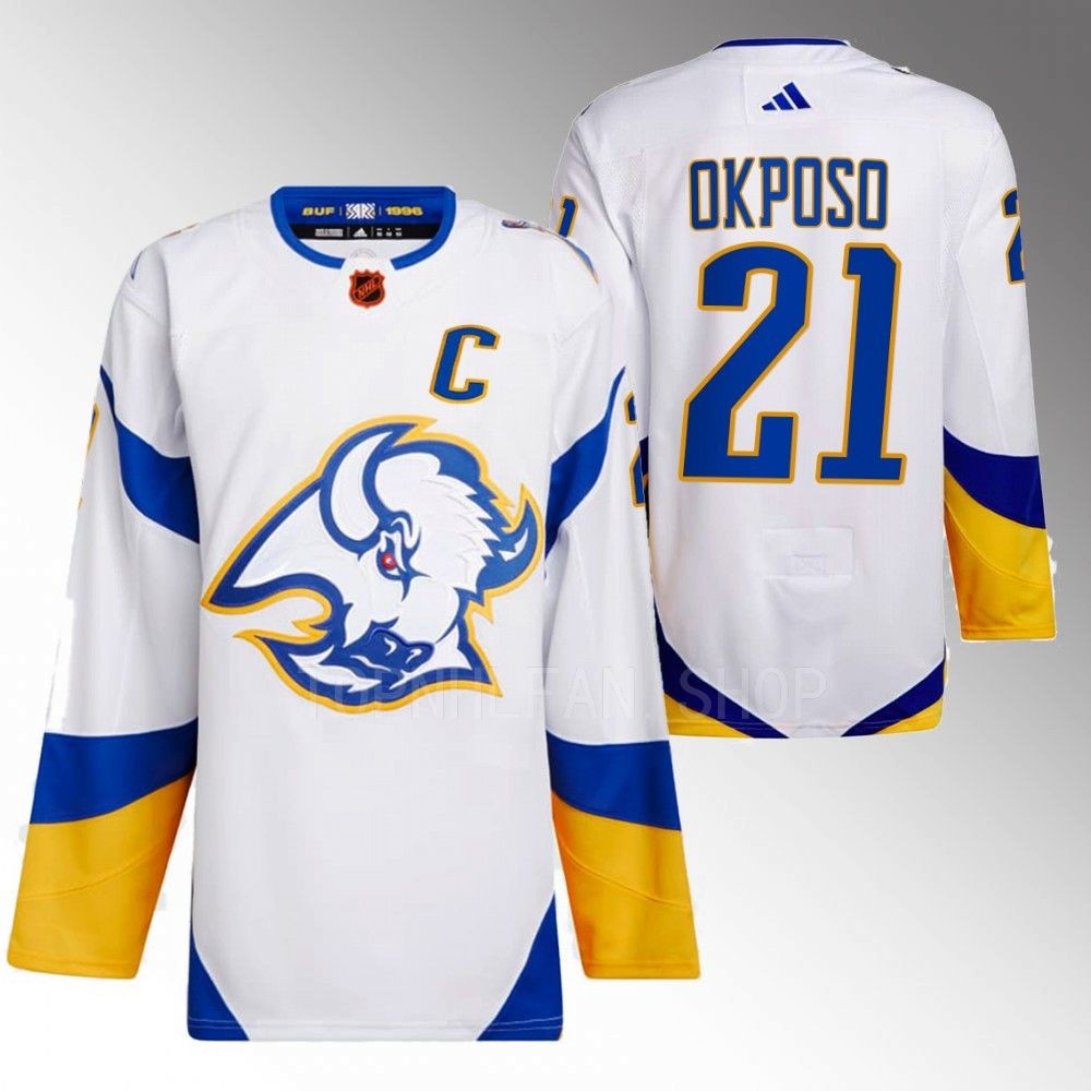 2022 Buffalo Sabres Kyle Okposo Reverse Retro 2.0 White Authentic Primegreen Jersey