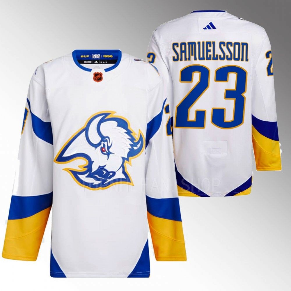 2022 Buffalo Sabres Mattias Samuelsson Reverse Retro 2.0 White Authentic Primegreen Jersey
