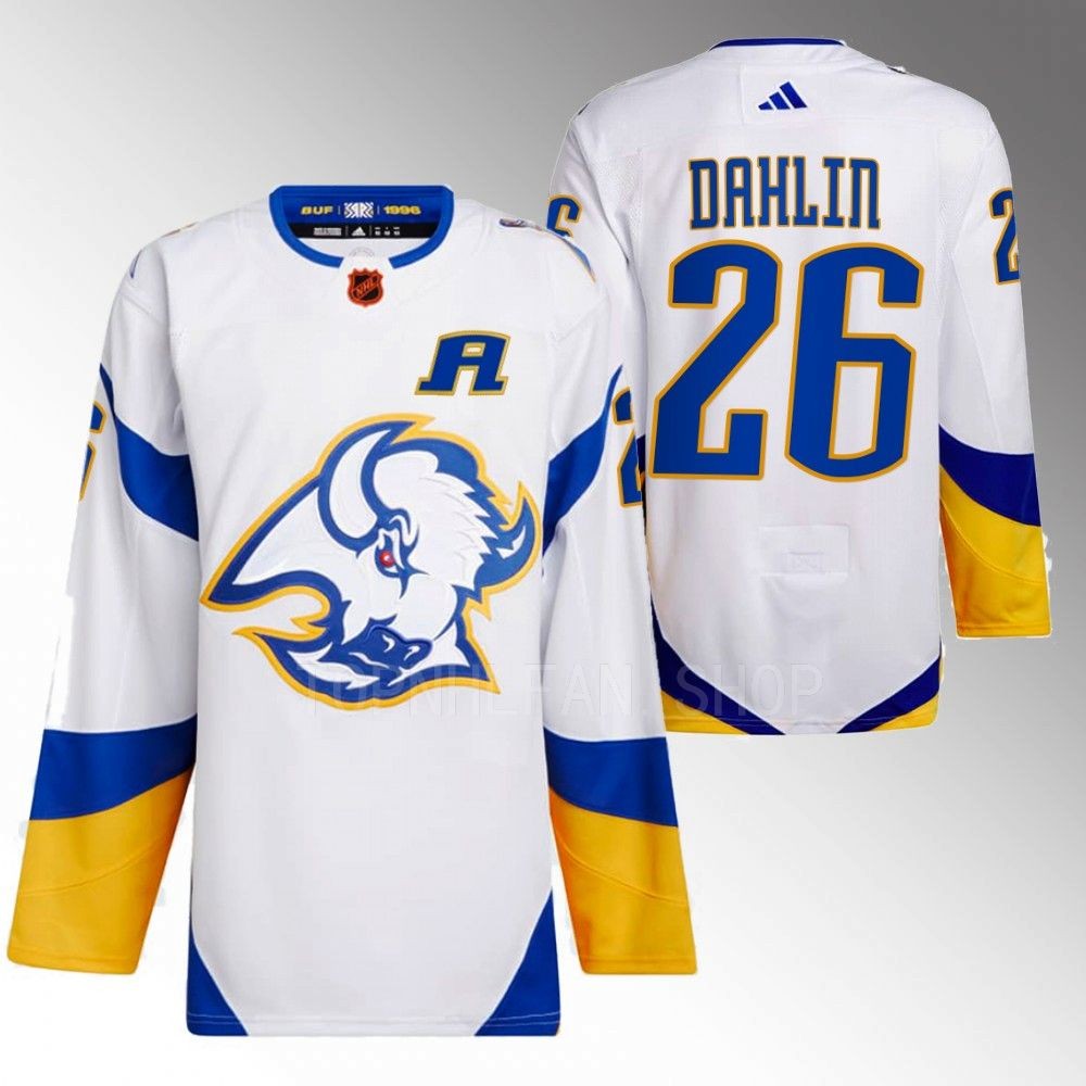 2022 Buffalo Sabres Rasmus Dahlin Reverse Retro 2.0 White Authentic Primegreen Jersey