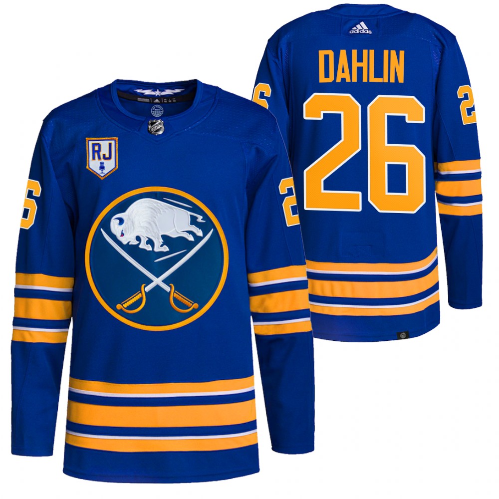 2022 Buffalo Sabres Rasmus Dahlin Royal Honor Rick Jeanneret patch Authentic Pro Jersey