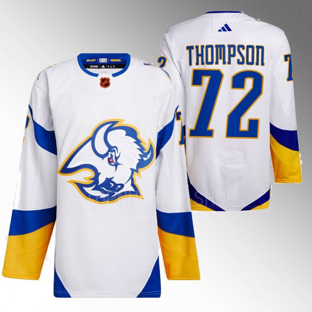 2022 Buffalo Sabres Tage Thompson Reverse Retro 2.0 White Authentic Primegreen Jersey