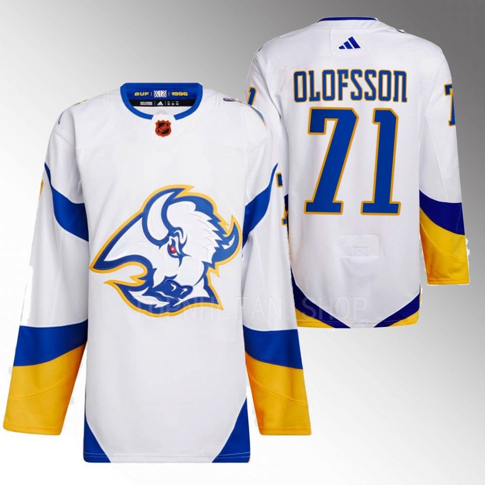 2022 Buffalo Sabres Victor Olofsson Reverse Retro 2.0 White Authentic Primegreen Jersey