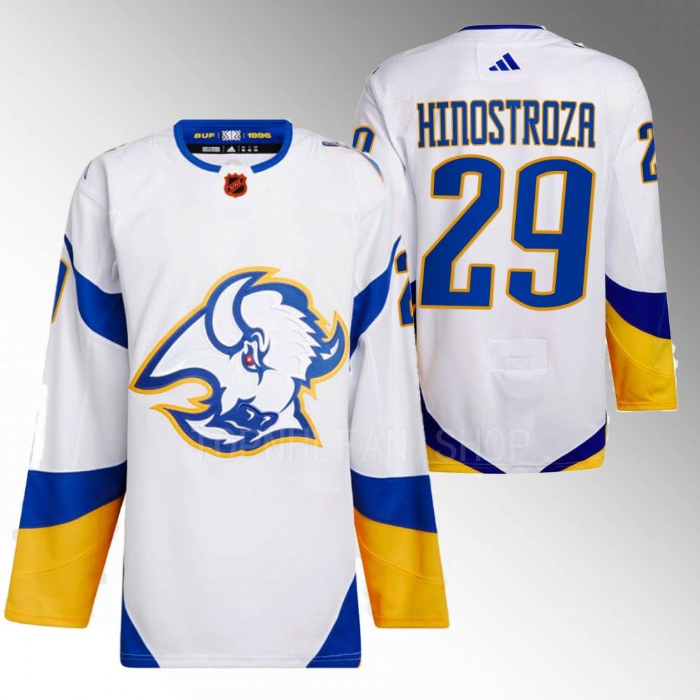 2022 Buffalo Sabres Vinnie Hinostroza Reverse Retro 2.0 White Authentic Primegreen Jersey