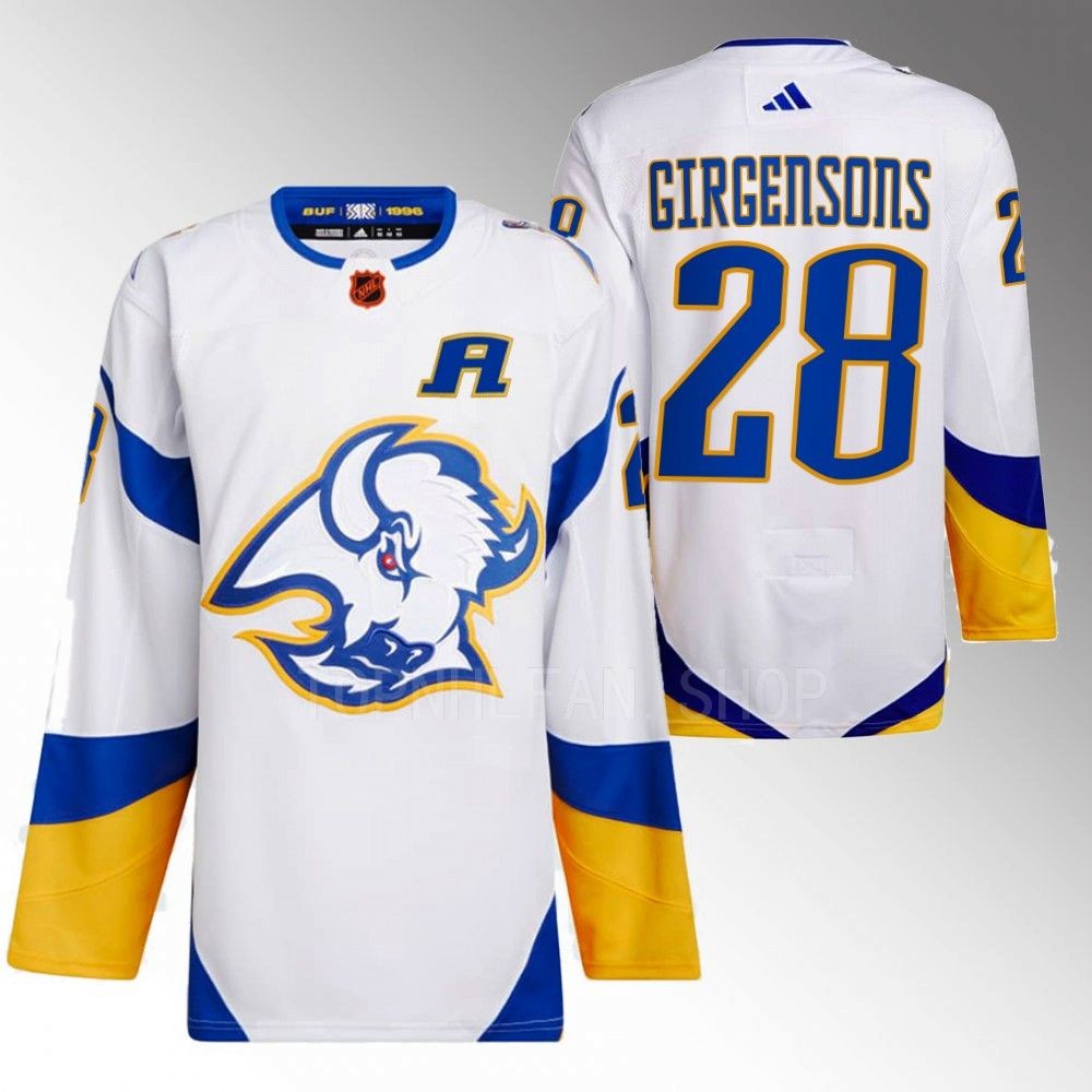 2022 Buffalo Sabres Zemgus Girgensons Reverse Retro 2.0 White Authentic Primegreen Jersey