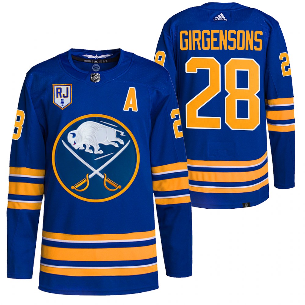 2022 Buffalo Sabres Zemgus Girgensons Royal Honor Rick Jeanneret patch Authentic Pro Jersey