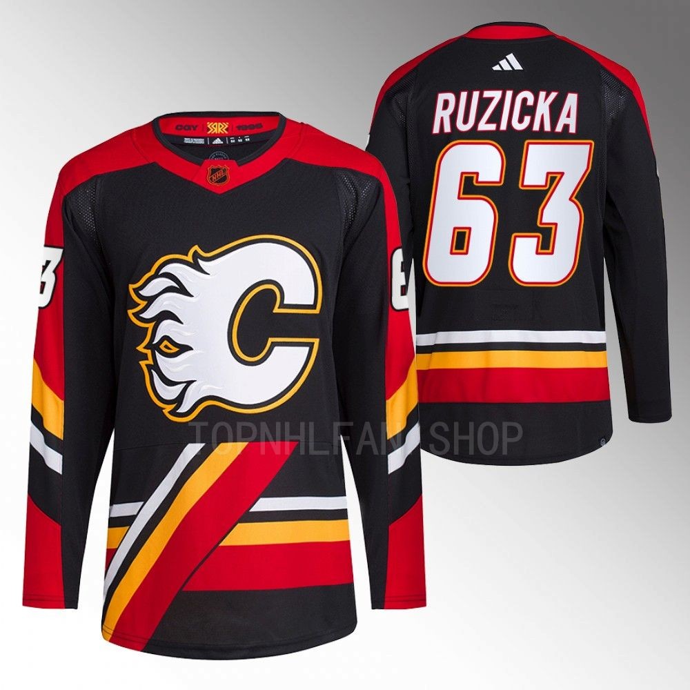 2022 Calgary Flames Adam Ruzicka Reverse Retro 2.0 Black Authentic Primegreen Jersey