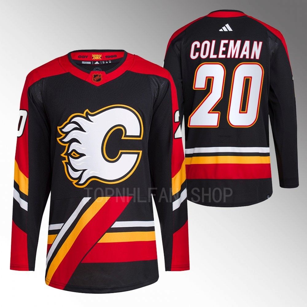 2022 Calgary Flames Blake Coleman Reverse Retro 2.0 Black Authentic Primegreen Jersey