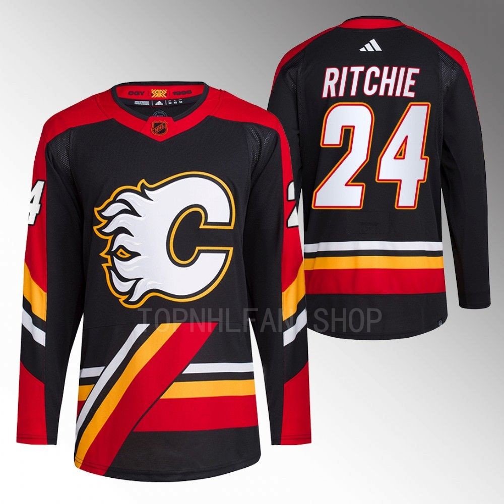 2022 Calgary Flames Brett Ritchie Reverse Retro 2.0 Black Authentic Primegreen Jersey