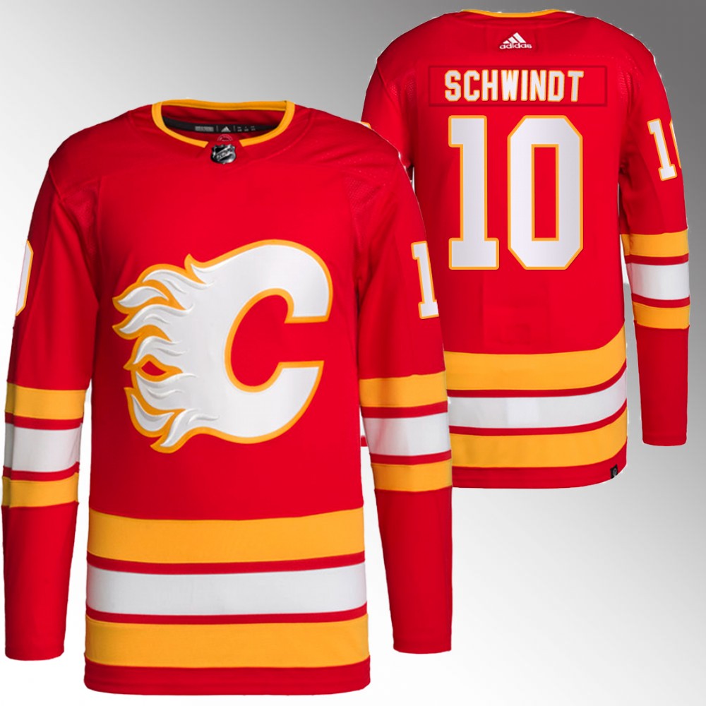 2022 Calgary Flames Cole Schwindt Red Primegreen Authentic Home Jersey