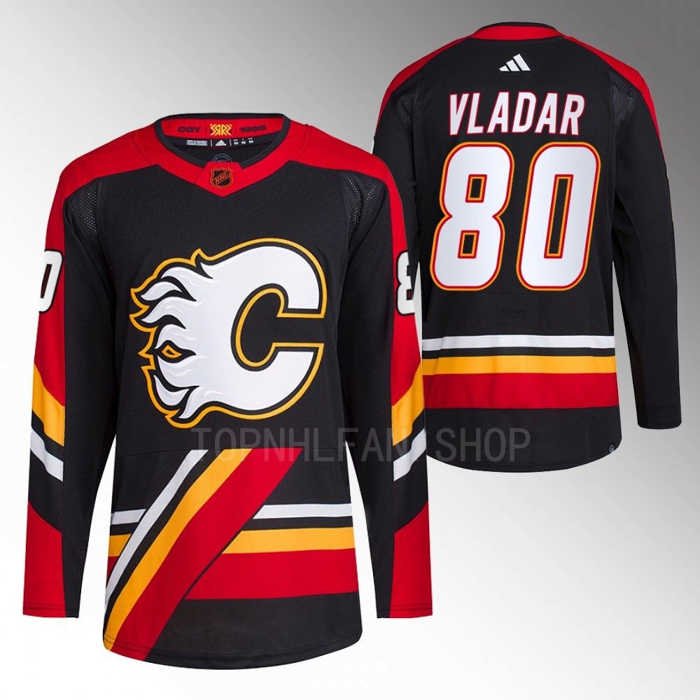 2022 Calgary Flames Dan Vladar Reverse Retro 2.0 Black Authentic Primegreen Jersey