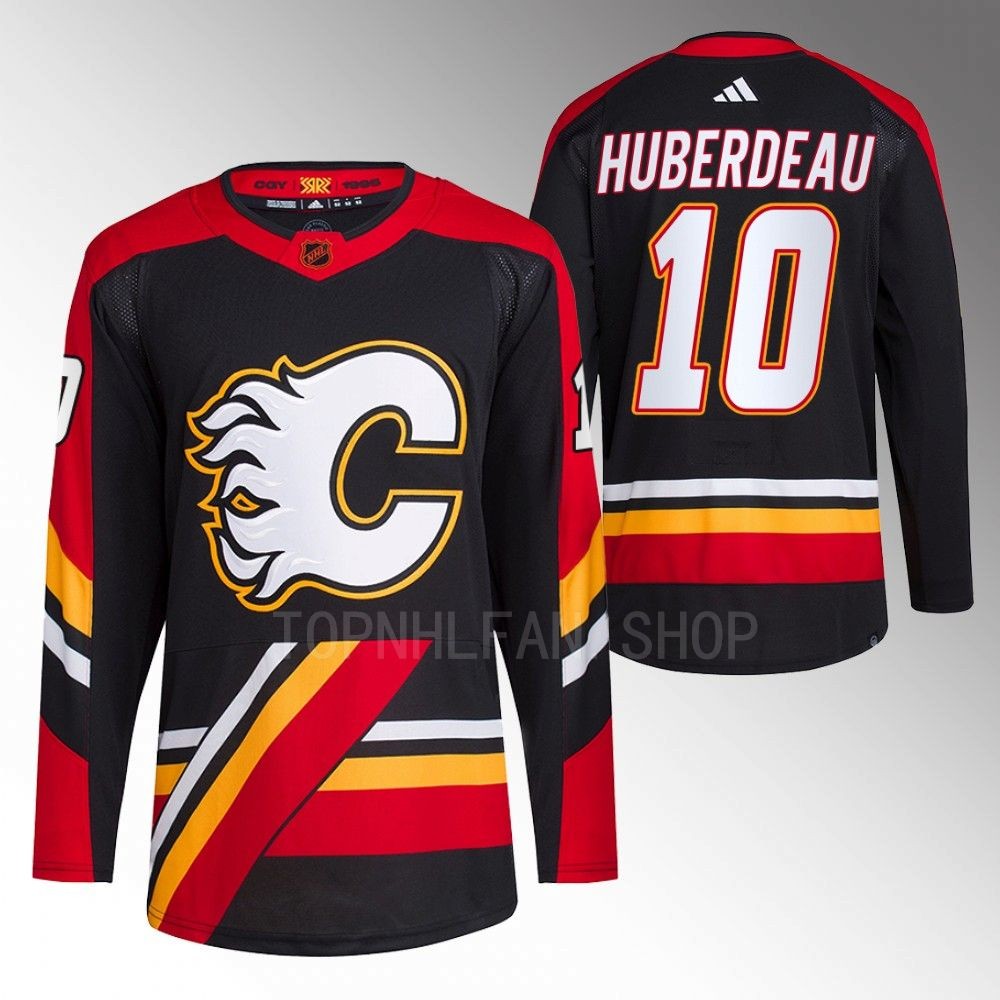 2022 Calgary Flames Jonathan Huberdeau Reverse Retro 2.0 Black Authentic Primegreen Jersey