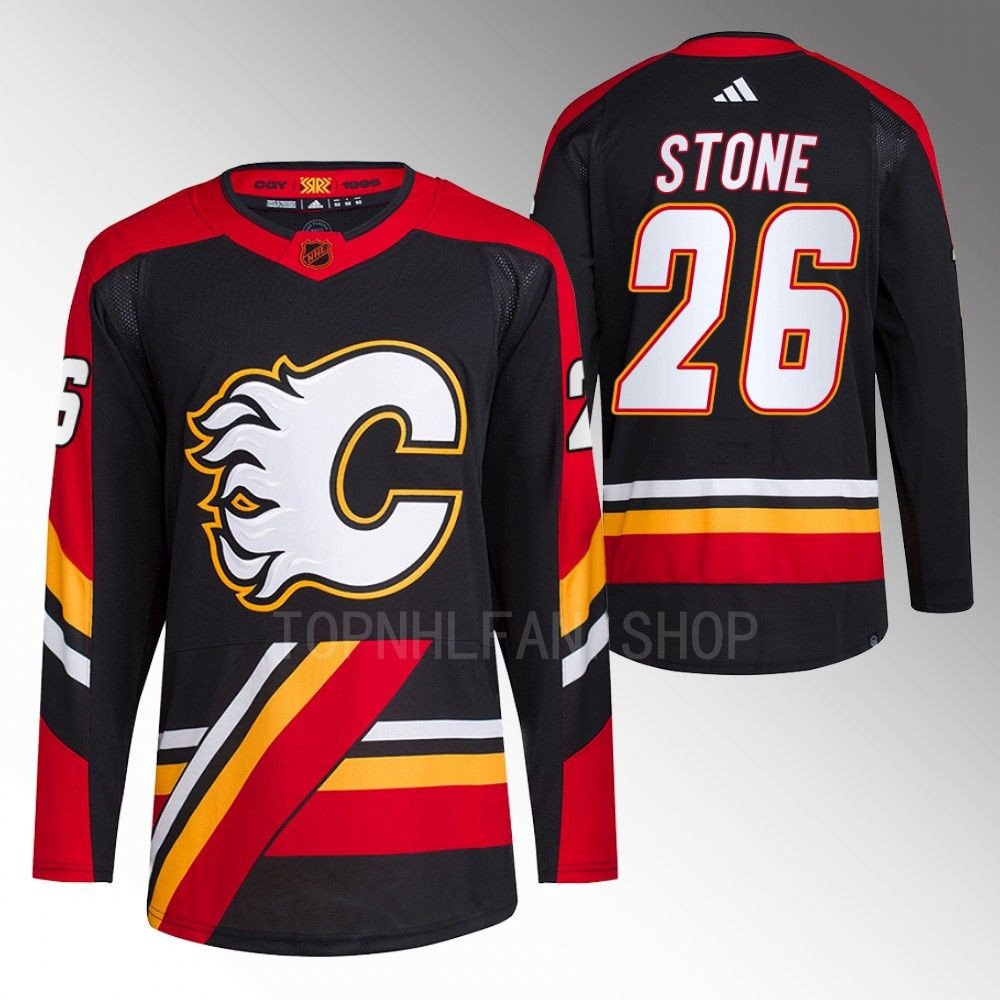2022 Calgary Flames Michael Stone Reverse Retro 2.0 Black Authentic Primegreen Jersey