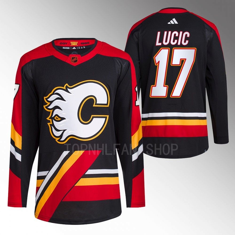 2022 Calgary Flames Milan Lucic Reverse Retro 2.0 Black Authentic Primegreen Jersey