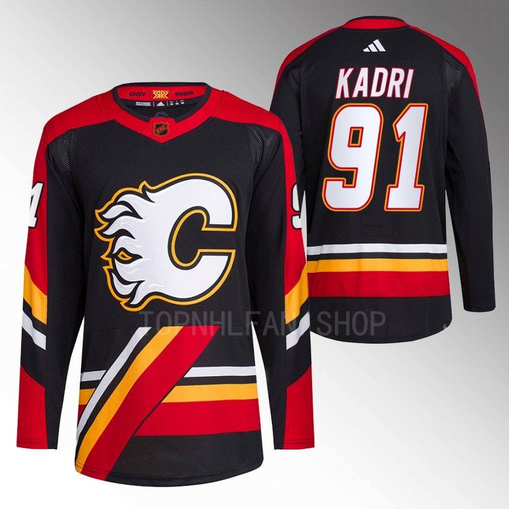 2022 Calgary Flames Nazem Kadri Reverse Retro 2.0 Black Authentic Primegreen Jersey