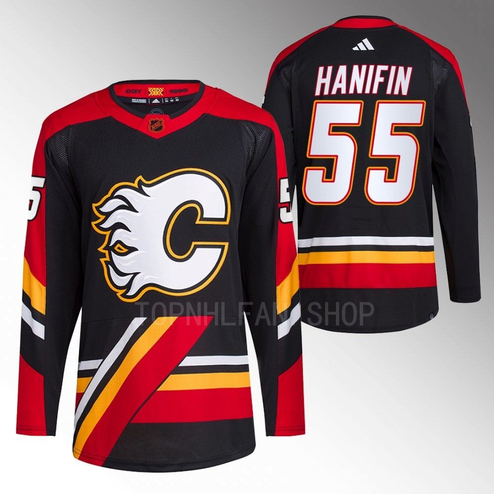 2022 Calgary Flames Noah Hanifin Reverse Retro 2.0 Black Authentic Primegreen Jersey