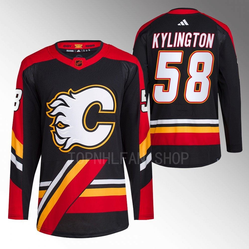 2022 Calgary Flames Oliver Kylington Reverse Retro 2.0 Black Authentic Primegreen Jersey
