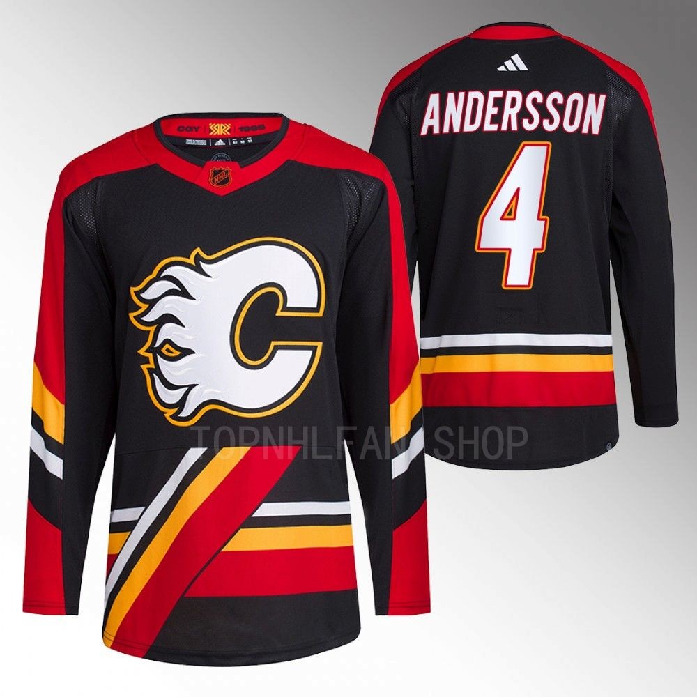2022 Calgary Flames Rasmus Andersson Reverse Retro 2.0 Black Authentic Primegreen Jersey