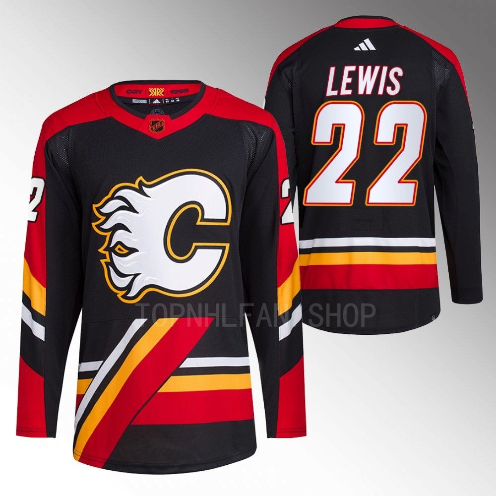 2022 Calgary Flames Trevor Lewis Reverse Retro 2.0 Black Authentic Primegreen Jersey