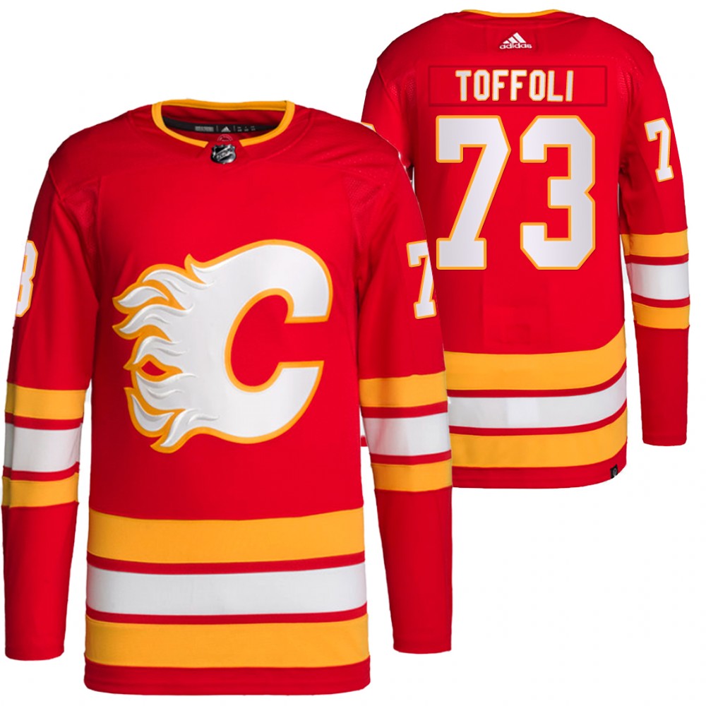 2022 Calgary Flames Tyler Toffoli Red Authentic Primegreen Home Jersey