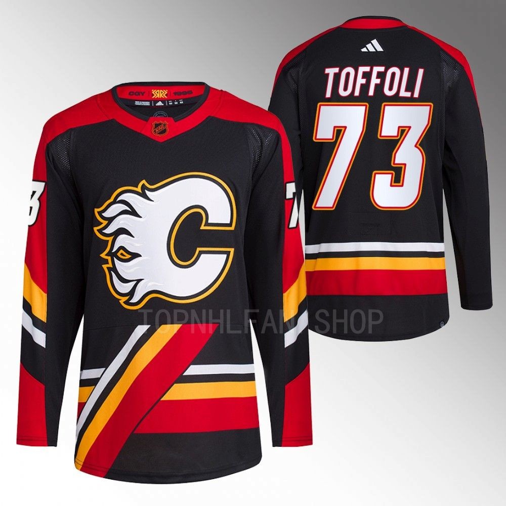 2022 Calgary Flames Tyler Toffoli Reverse Retro 2.0 Black Authentic Primegreen Jersey