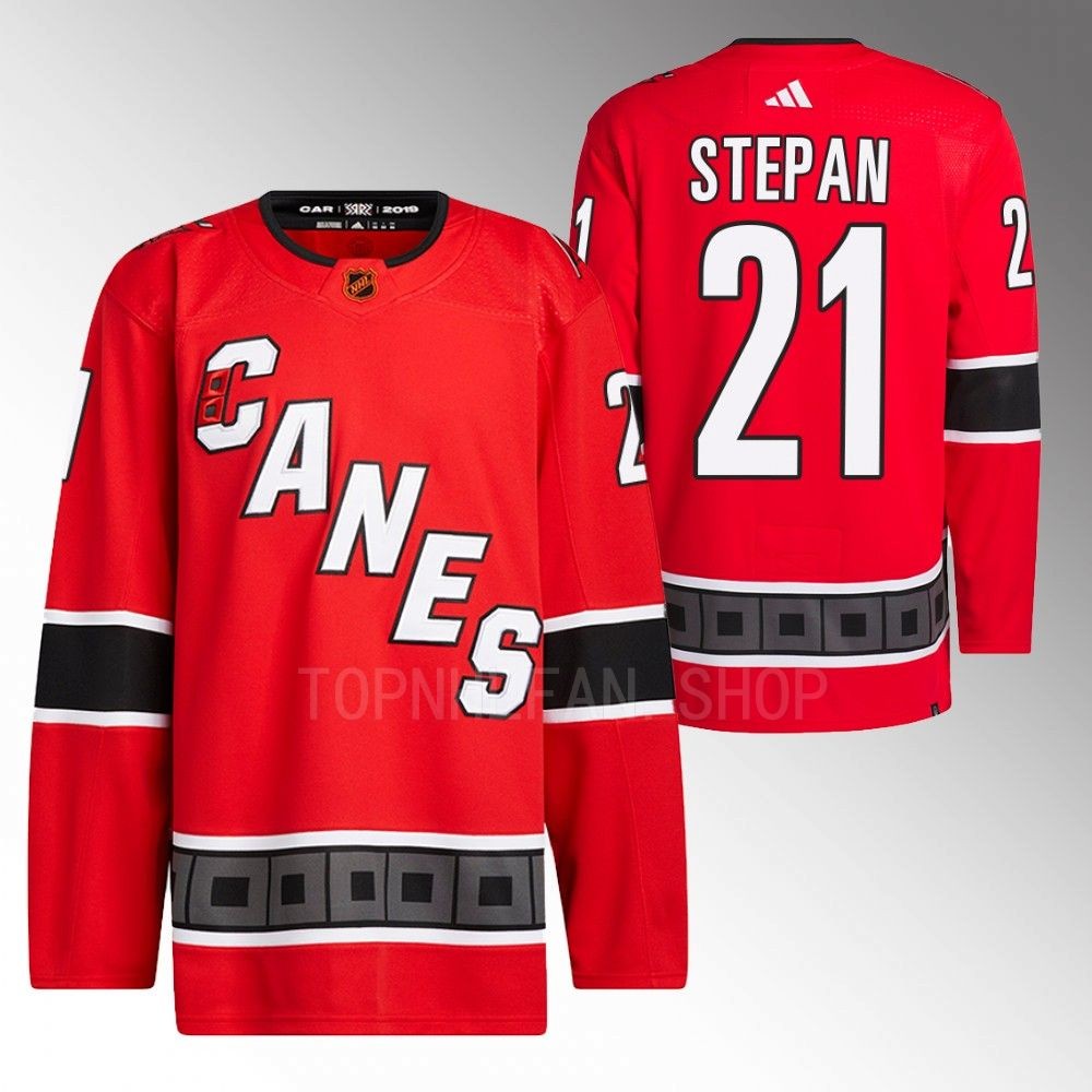 2022 Carolina Hurricanes Derek Stepan Reverse Retro 2.0 Red Authentic Primegreen Jersey