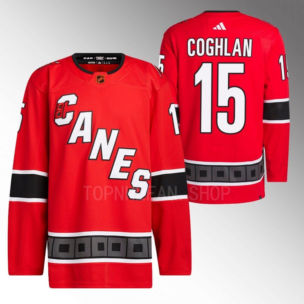2022 Carolina Hurricanes Dylan Coghlan Reverse Retro 2.0 Red Authentic Primegreen Jersey