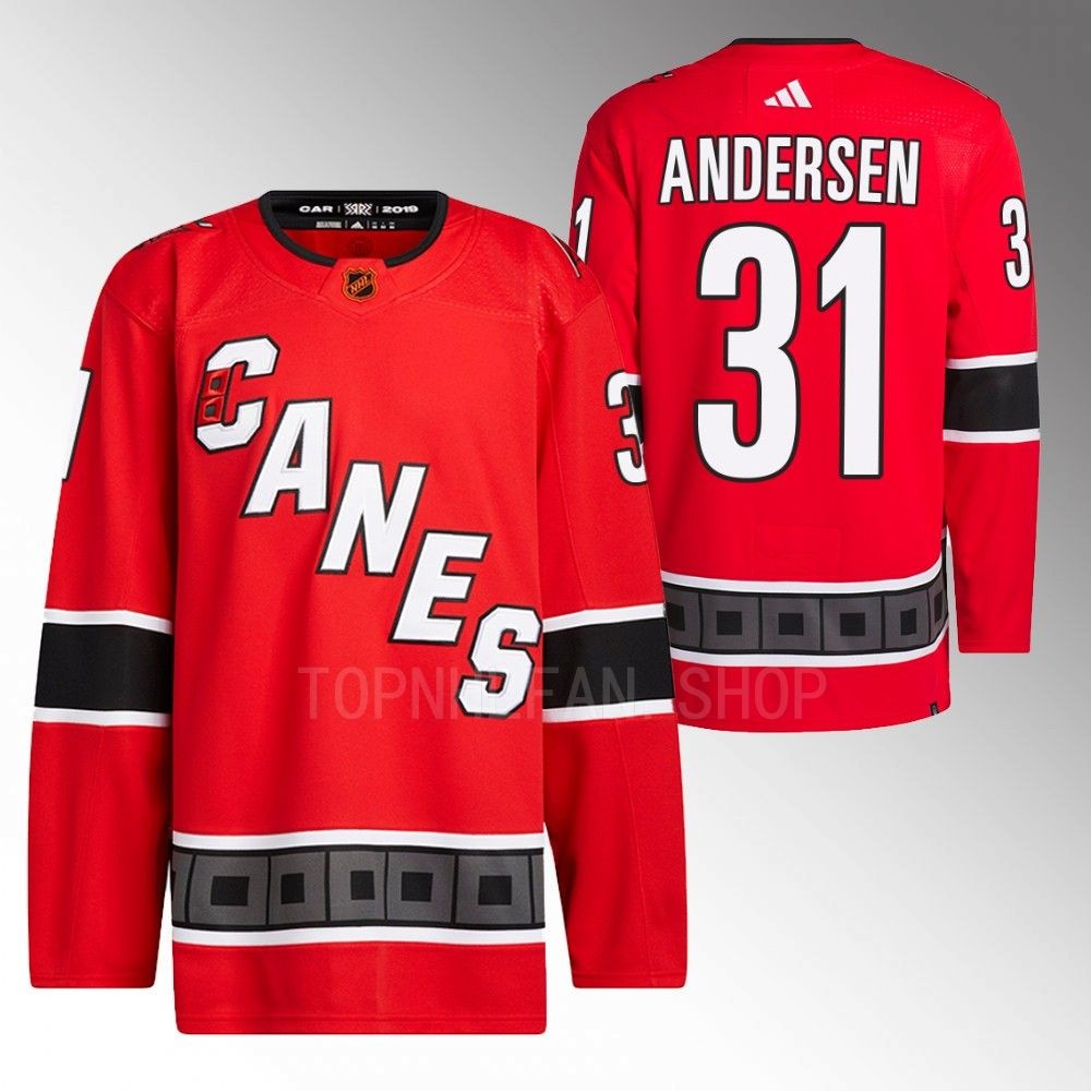 2022 Carolina Hurricanes Frederik Andersen Reverse Retro 2.0 Red Authentic Primegreen Jersey