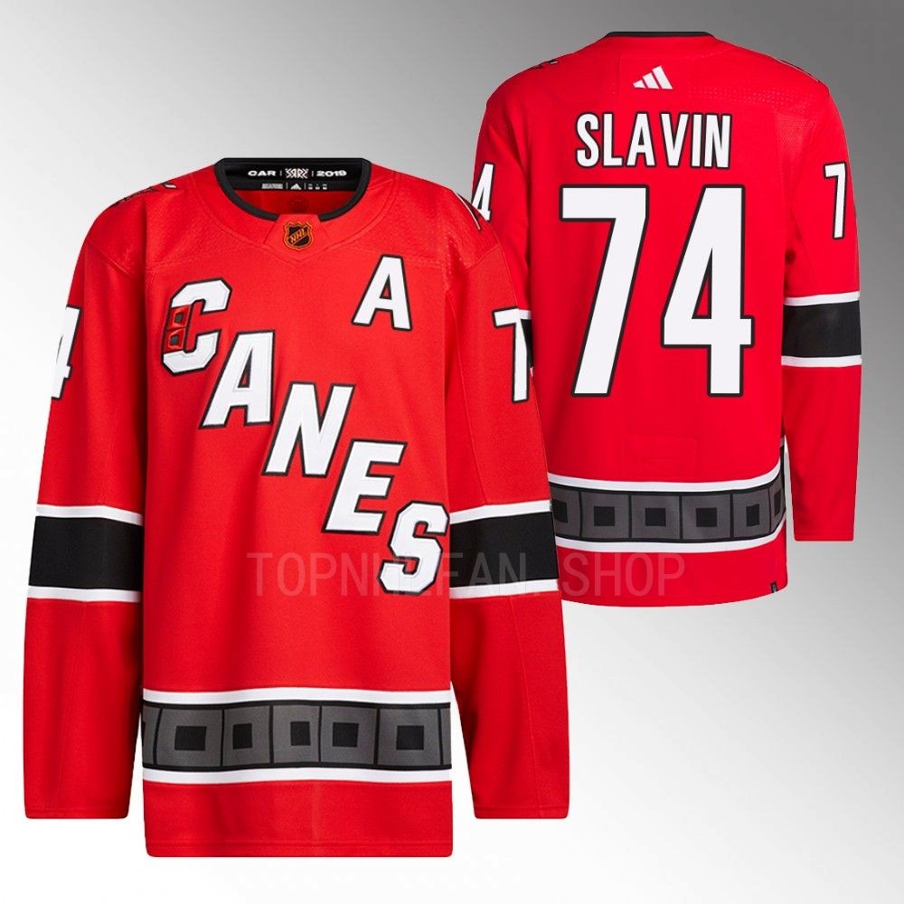 2022 Carolina Hurricanes Jaccob Slavin Reverse Retro 2.0 Red Authentic Primegreen Jersey